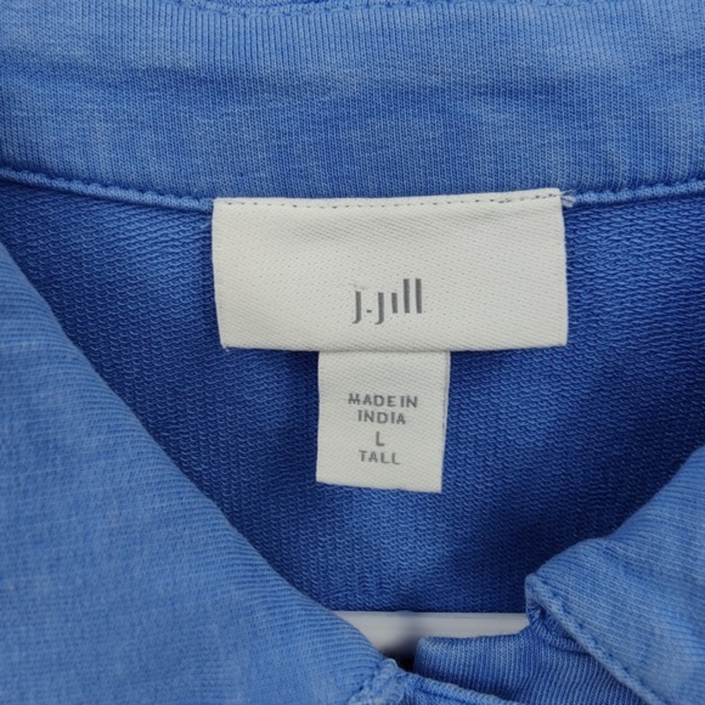 J. Jill Women Coastal Utility Cozy Button Down Shirt Jacket L Tall Blue Shacket - Picture 5 of 16